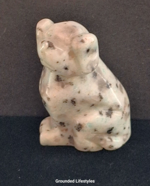 small dog carving 1 inch made from kiwi jasper stone