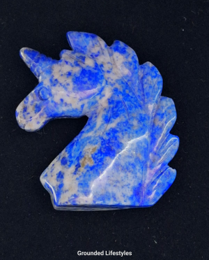 polished lapis lazuli unicorn head 1.75 inch figurine