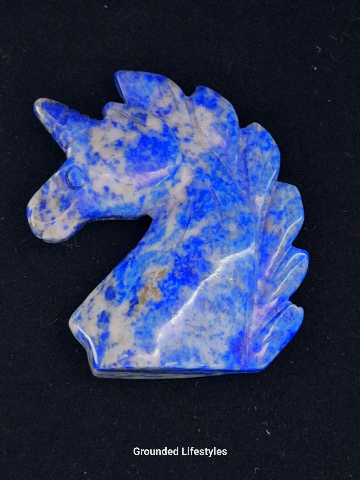 polished lapis lazuli unicorn head 1.75 inch figurine