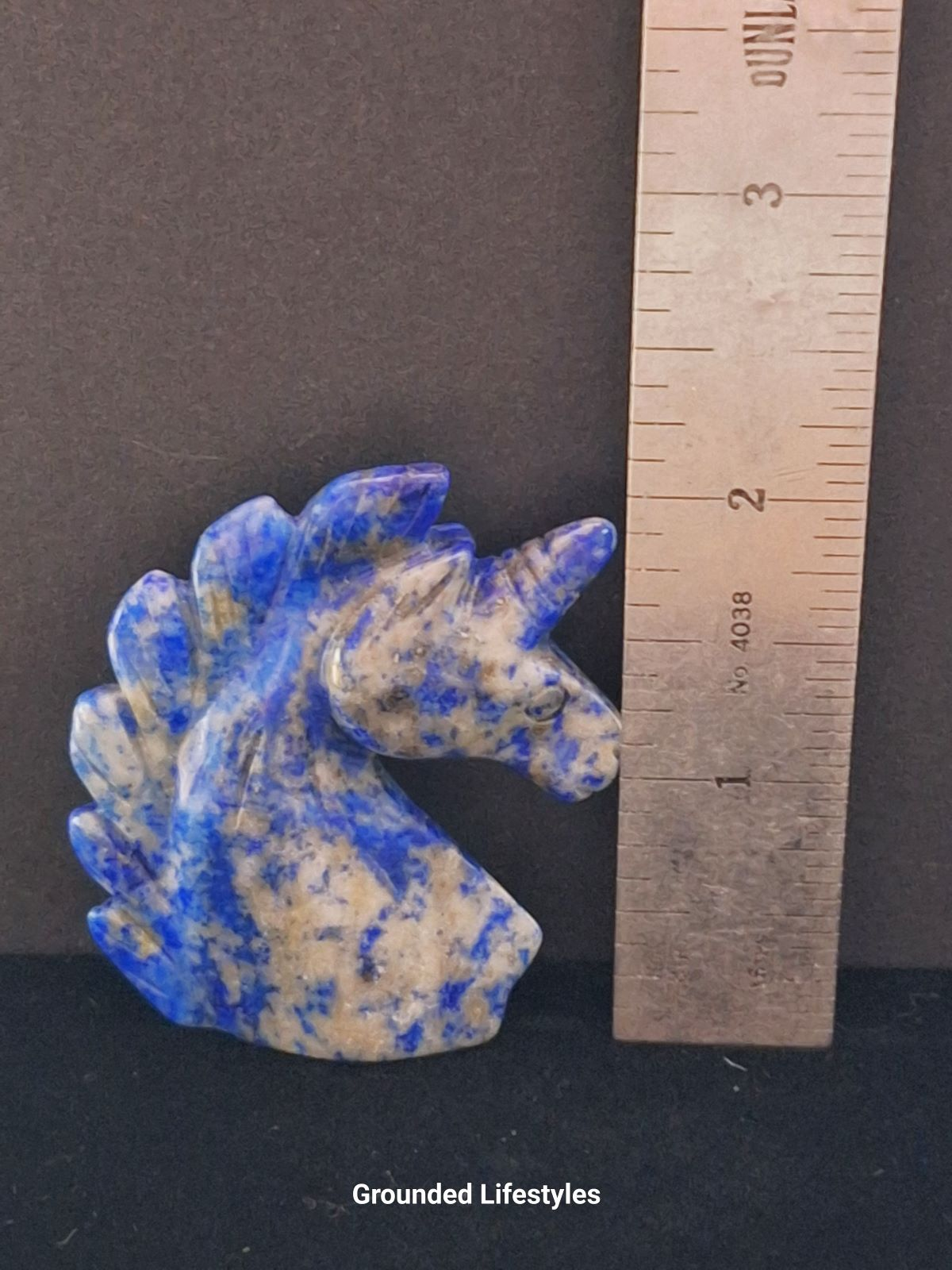 polished lapis lazuli unicorn head 1.75 inch figurine