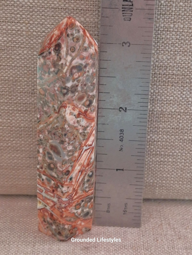 polished leopard skin jasper point 3.50 inch from Mexico