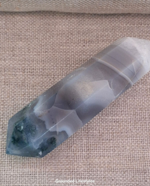 polished moss agate double terminated crystal 3 inch