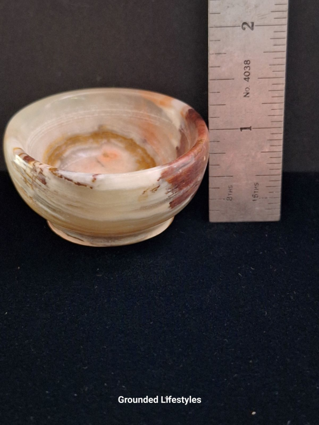 polished onyx bowl 2 inch collectible green stone carving from Pakistan