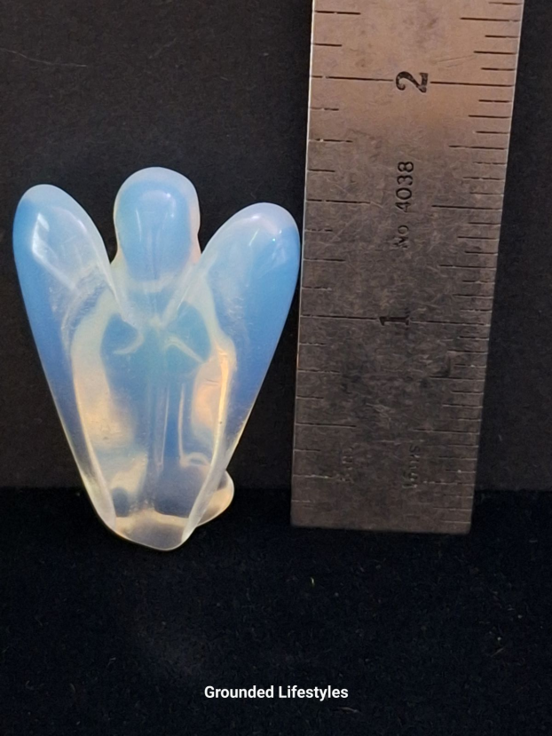 polished opalite angel 1.5 inch collectible luminous glass figurine