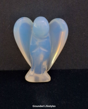 polished opalite angel 1.5 inch collectible luminous glass figurine
