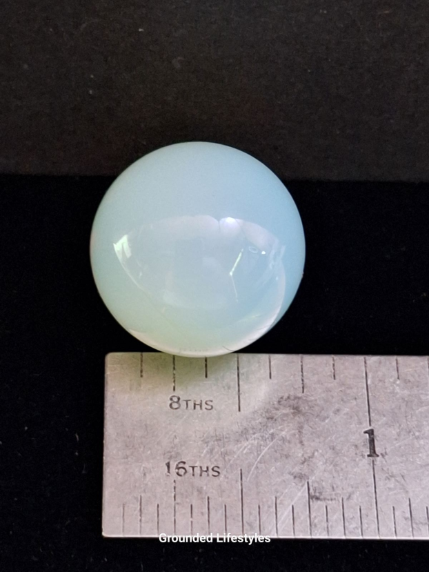 20mm opalite sphere hand polished glass stone with milky blue glow