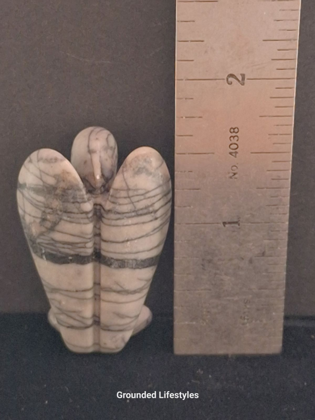natural Picasso jasper angel 1.5 inch symbolizing creativity and calm focus