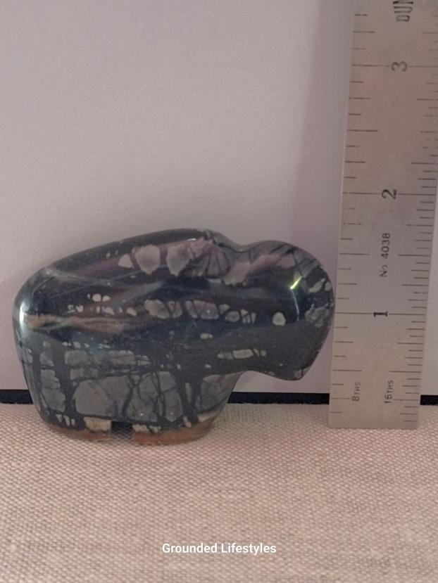 polished Picasso jasper buffalo carving 1.75 inch stone figure
