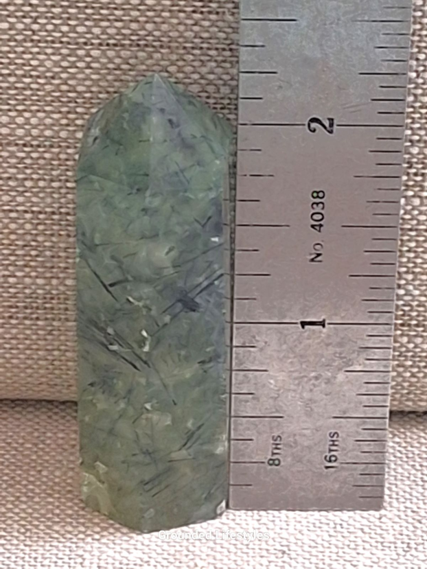 polished prehnite and epidote point 2.25 inch natural stone