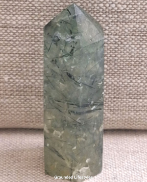 polished prehnite and epidote point 2.25 inch natural stone
