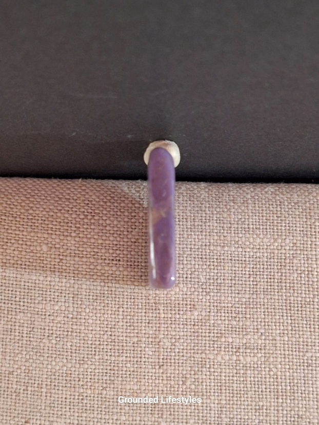 1 inch purple jade slice from Turkey showing rare lavender hue