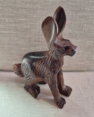 hand carved ironwood jack rabbit figurine 5 inch
