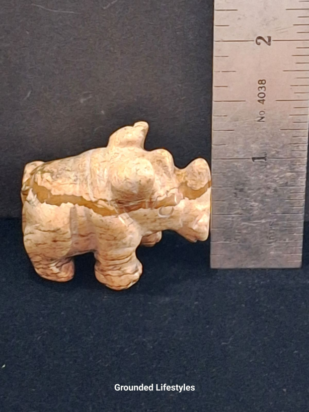 polished picture jasper rhino 1.25 inch collectible mineral figurine