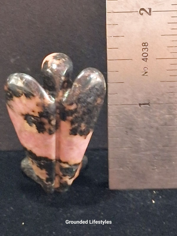 polished rhodonite angel 1.75 inch collectible mineral figurine