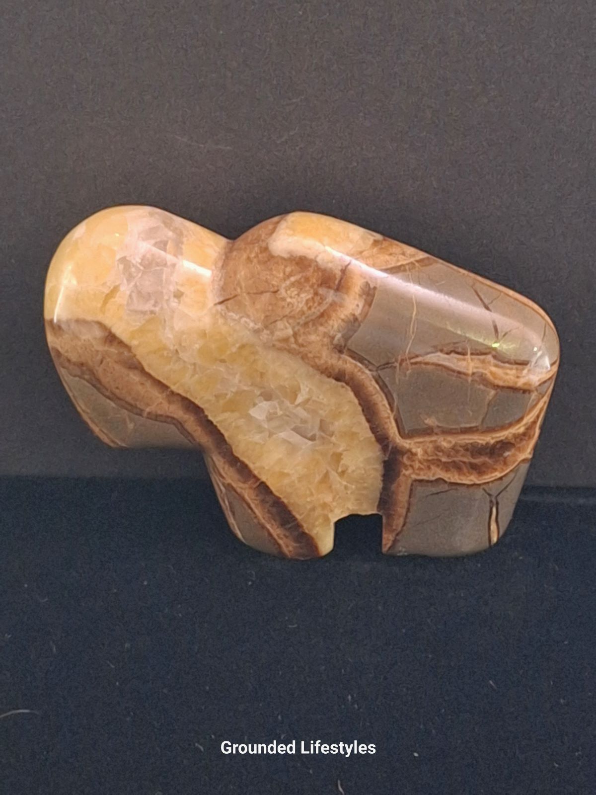 natural septarian buffalo fetish 2.5 inch collectible calcite and aragonite carving