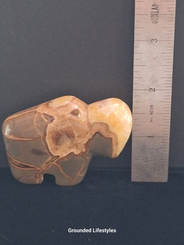 natural septarian buffalo fetish 2.5 inch collectible calcite and aragonite carving