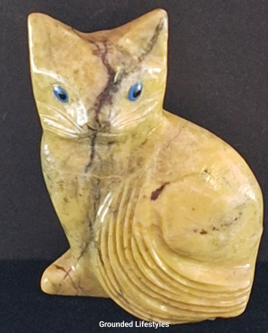 polished seraphinite cat carving 2.25 inch gemstone figurine
