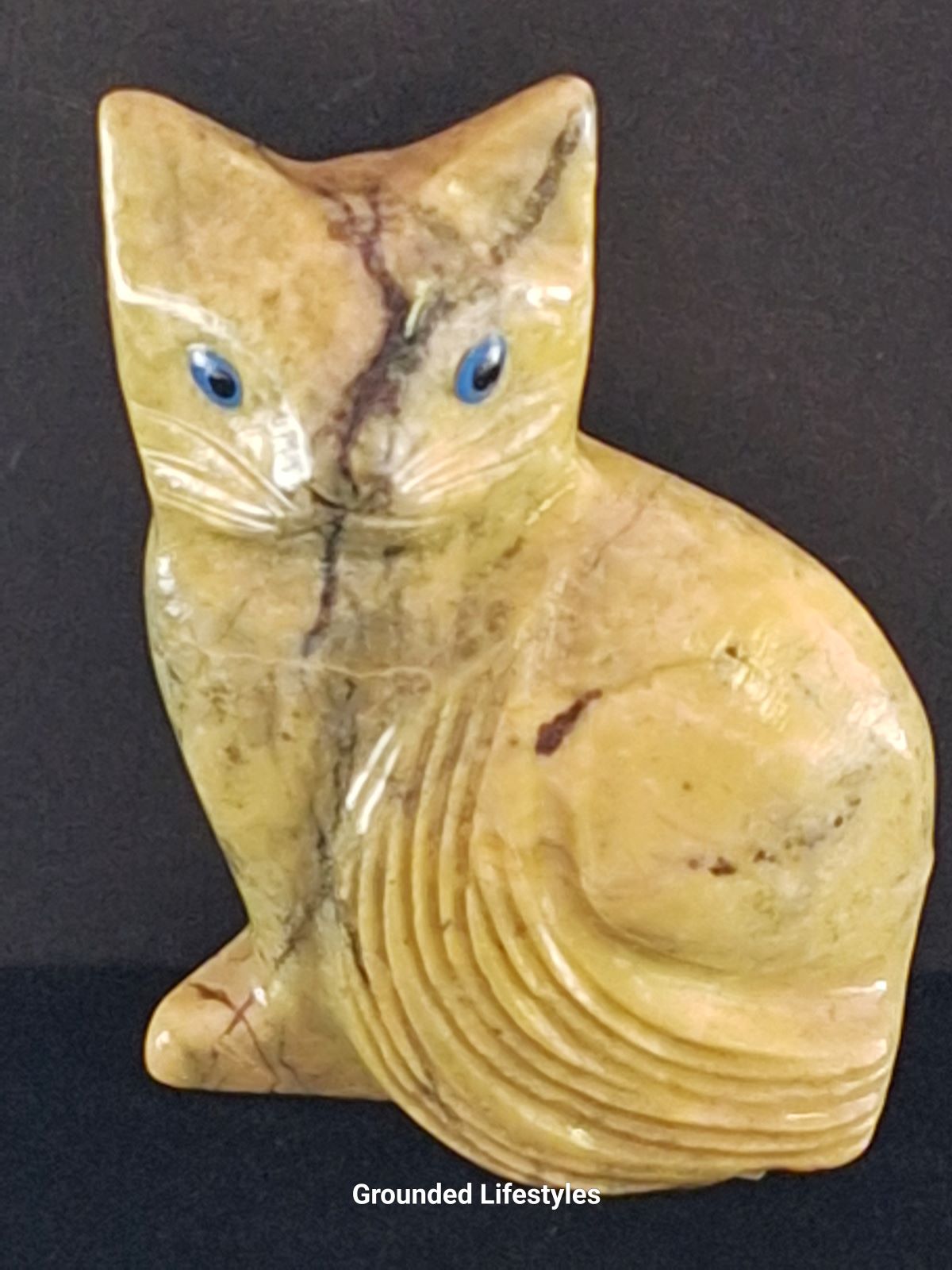 polished seraphinite cat carving 2.25 inch gemstone figurine