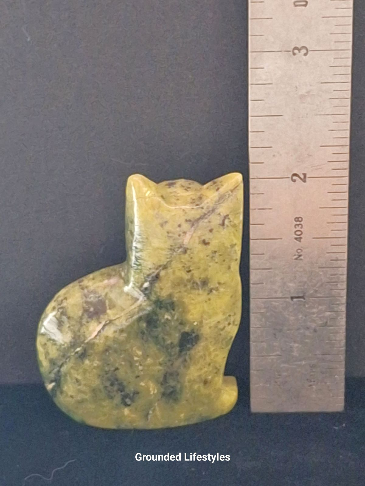 polished serpentine cat figurine 2.25 inch collectible piece